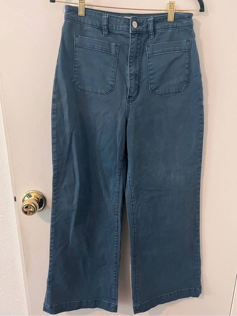 Rolla’s Sailor Jeans High Rise Wide Leg Teal Blue Jeans Retro Denim Size 29